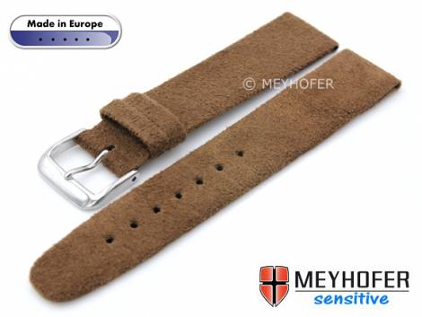 Watch strap -Licata- 18mm brown VEGAN Alcantara suede like by MEYHOFER (width of buckle 16 mm) - Bild vergr��ern 