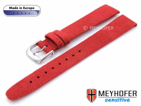 Watch strap -Licata- 14mm red VEGAN Alcantara suede like by MEYHOFER (width of buckle 12 mm) - Bild vergrern 