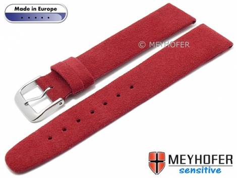 Watch strap -Licata- 16mm red VEGAN Alcantara suede like by MEYHOFER (width of buckle 14 mm) - Bild vergr��ern 
