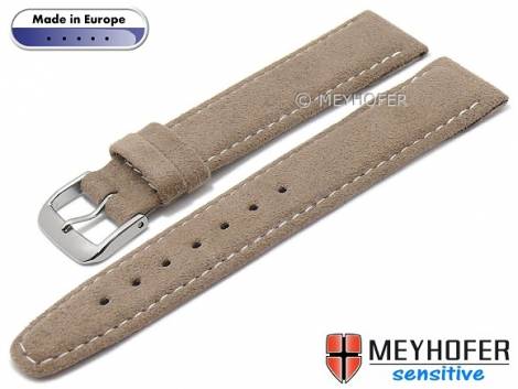 Watch strap -Caporetto- 16mm brown VEGAN suede like by MEYHOFER (width of buckle 14 mm) - Bild vergrern 