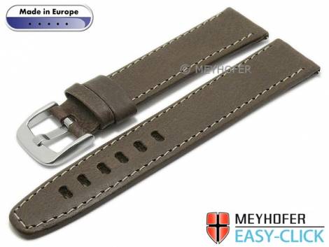 Meyhofer EASY-CLICK watch strap -Reka- 20mm dark brown leather grained light stitching (width of buckle 18 mm) - Bild vergr��ern 