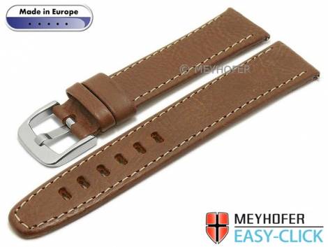 Meyhofer EASY-CLICK watch strap -Reka- 20mm brown leather grained light stitching (width of buckle 18 mm) - Bild vergr��ern 