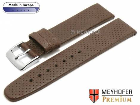 Watch strap -Krainburg- 22mm dark brown leather perforated matt by MEYHOFER (width of buckle 20 mm) - Bild vergr��ern 