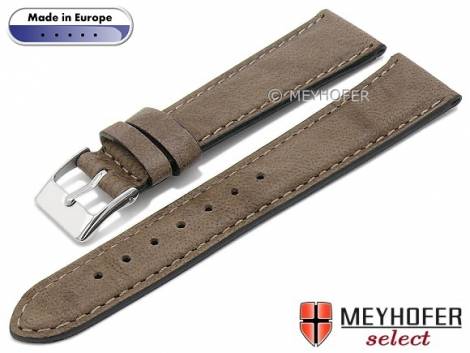 Hand made watch strap -Missoula- 20mm brown leather smooth matt stitched by MEYHOFER (width of buckle 16 mm) - Bild vergr��ern 