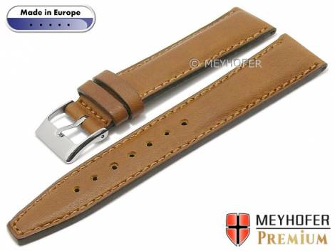 Hand made watch strap -Millbrook- 18mm light brown leather smooth matt stitched by MEYHOFER (width of buckle 16 mm) - Bild vergr��ern 