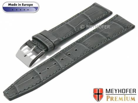 Watch strap -Niceville- 18mm grey leather alligator grain stitched by MEYHOFER (width of buckle 16 mm) - Bild vergr��ern 