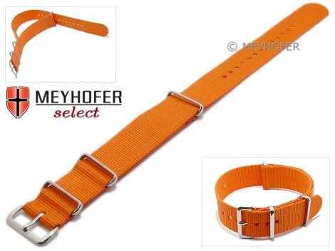 Watch strap -Ohio- 18mm orange textile 3 metal loops one-piece strap in NATO style by MEYHOFER - Bild vergr��ern 