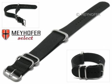 Watch strap -Indiana- 26mm black textile 4 metal loops one-piece strap by MEYHOFER - Bild vergr��ern 
