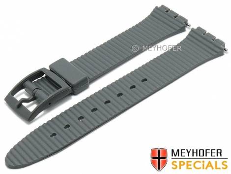 Watch strap -Decatur- 17mm grey synthetics with structure suitable for SWATCH by MEYHOFER (width of buckle 16 mm) - Bild vergr��ern 
