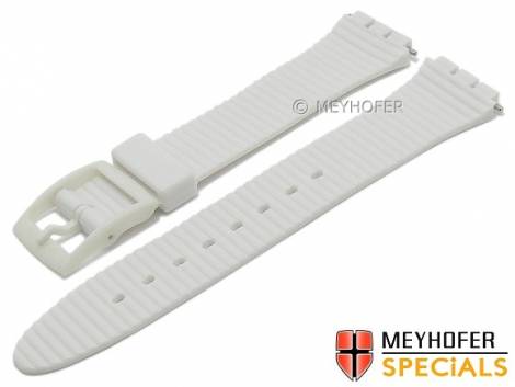 Watch strap -Decatur- 17mm white synthetics with structure suitable for SWATCH by MEYHOFER (width of buckle 16 mm) - Bild vergr��ern 