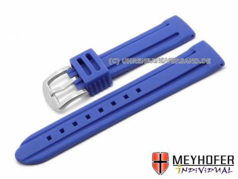 Watch strap -Bozen- 22mm blue silicone with 2 grooves matt by MEYHOFER (width of buckle 20 mm) - Bild vergr��ern 