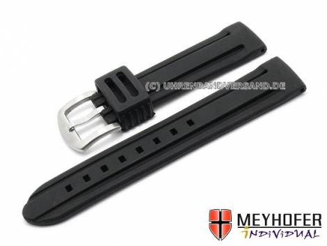 Watch strap -Bozen- 24mm black silicone with 2 grooves matt by MEYHOFER (width of buckle 22 mm) - Bild vergrern 