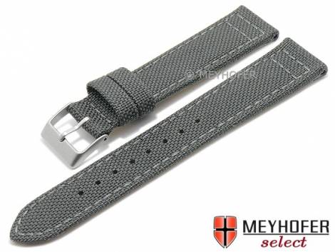 Watch strap -Tijuana- 20mm dark grey cordura (textile) stitched by MEYHOFER (width of buckle 18 mm) - Bild vergr��ern 