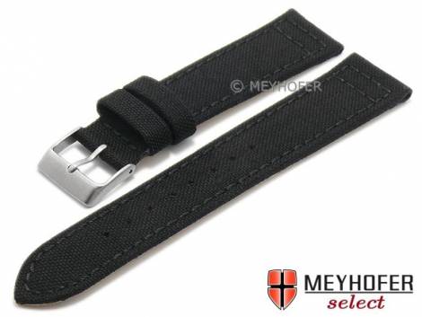 Watch strap -Tijuana- 22mm black cordura (textile) stitched by MEYHOFER (width of buckle 20 mm) - Bild vergrern 