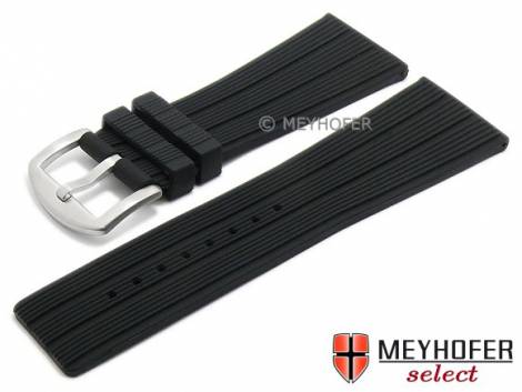 Watch strap -Fairbanks- 30mm black silicone with structure matt by MEYHOFER (width of buckle 24 mm) - Bild vergr��ern 