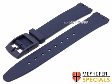 Watch strap -Alpena- 17mm dark blue synthetics smooth suitable for SWATCH by MEYHOFER (width of buckle 16 mm) - Bild vergr��ern 