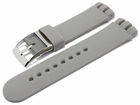 Watch strap -Marshfield- 21mm grey synthetics smooth suitable for SWATCH by MEYHOFER (width of buckle 22 mm) - Bild vergr��ern 