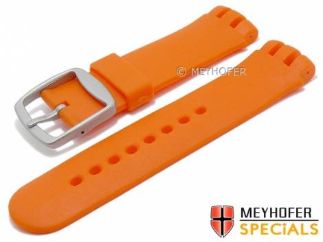 Watch strap -Marshfield- 21mm orange synthetics smooth suitable for SWATCH by MEYHOFER (width of buckle 22 mm) - Bild vergr��ern 