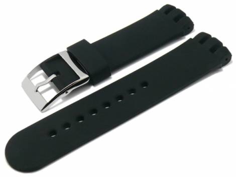 Watch strap -Marshfield- 21mm black synthetics smooth suitable for SWATCH by MEYHOFER (width of buckle 22 mm) - Bild vergr��ern 