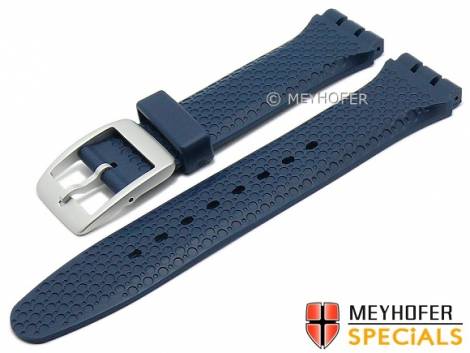 Watch strap -Shorewood- 19mm dark blue synthetics with structure suitable for SWATCH by MEYHOFER (width of buckle 18 mm) - Bild vergr��ern 