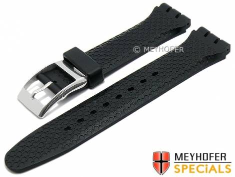 Watch strap -Shorewood- 19mm black synthetics with structure suitable for SWATCH by MEYHOFER (width of buckle 18 mm) - Bild vergr��ern 