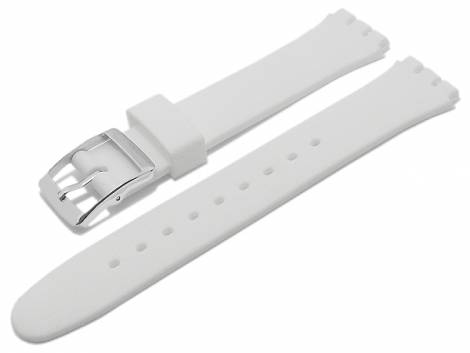 Watch strap -Maywood- 17mm white synthetics smooth suitable for SWATCH by MEYHOFER (width of buckle 16 mm) - Bild vergrern 