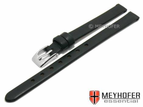 Watch strap -Salinas- 08mm black leather smooth without stitching by MEYHOFER (width of buckle 08 mm) - Bild vergr��ern 