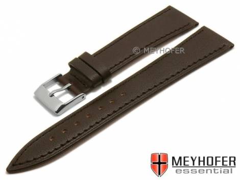 Watch strap -Sonora- 16mm dark brown leather smooth stitched by MEYHOFER (width of buckle 14 mm) - Bild vergr��ern 