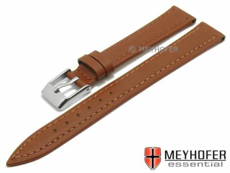 Watch strap -Sonora- 14mm light brown leather smooth stitched by MEYHOFER (width of buckle 12 mm) - Bild vergr��ern 