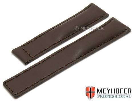 Watch strap -Norfolk- 22mm dark brown leather stitched for TAG Heuer Monaco clasp by MEYHOFER (width of buckle 18 mm) - Bild vergr��ern 