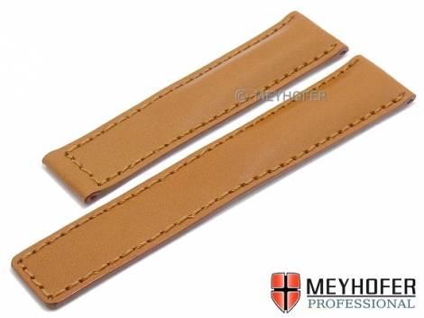 Watch strap -Norfolk- 22mm light brown leather stitched for TAG Heuer Monaco clasp by MEYHOFER (width of buckle 18 mm) - Bild vergrern 