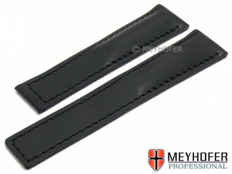 Watch strap -Norfolk- 18mm black leather stitched for TAG Heuer Monaco clasp by MEYHOFER (width of buckle 16 mm) - Bild vergr��ern 