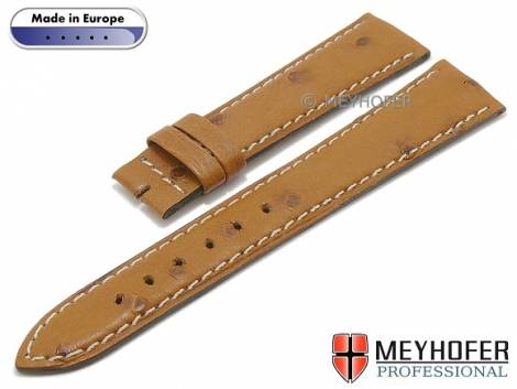 Watch strap -Perugia- 19mm light brown genuine ostrich for Jaeger Le Coultre by MEYHOFER (width of buckle 16 mm) - Bild vergr��ern 