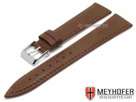 Watch strap -Yankton- 20mm brown leather grained stitched by MEYHOFER (width of buckle 16 mm) - Bild vergr��ern 