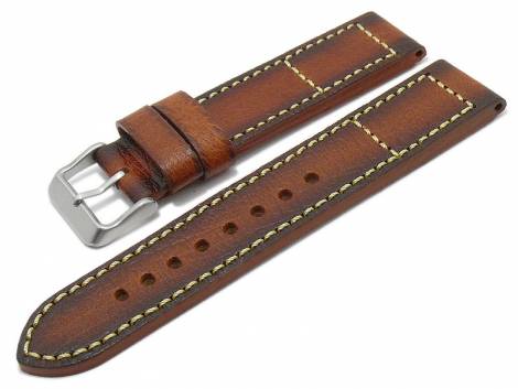 Watch strap -Englewood- 20mm light brown leather peccary grain vintage look MEYHOFER (width of buckle 20 mm) - Bild vergr��ern 