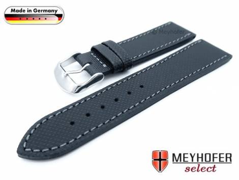 Watch strap -Westerland- 22mm dark grey leather with structure stiched by MEYHOFER (width of buckle 20 mm) - Bild vergr��ern 