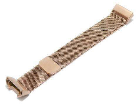 Watch strap 18mm ros� golden mesh fine structure with adapter for FITBIT Charge 3 & Charge 4 Tracker - Bild vergr��ern 