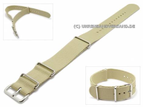 Watch strap 24mm beige textile NATO one-piece strap - Bild vergr��ern 