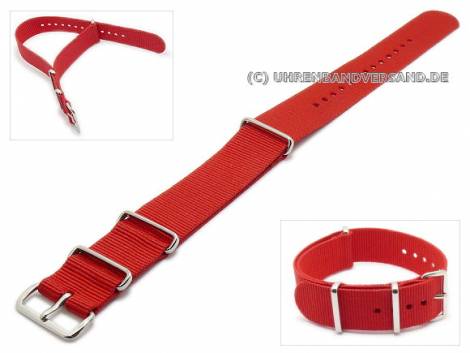 Watch strap 22mm red textile NATO one-piece strap - Bild vergr��ern 
