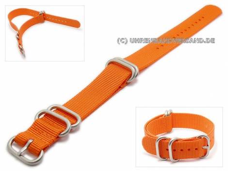 Watch strap 22mm orange textile 4 metal loops one-piece strap - Bild vergr��ern 