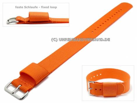 Watch strap 20mm orange textile wide nylon loop US military one-piece strap - Bild vergr��ern 