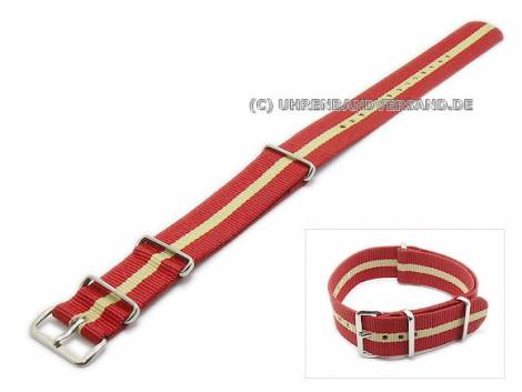Watch strap 18mm red/beige textile NATO one-piece strap - Bild vergr��ern 