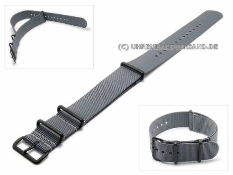 Watch strap 18mm grey textile black buckle NATO one-piece strap - Bild vergr��ern 