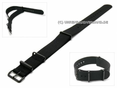 Watch strap 20mm black textile black buckle NATO one-piece strap - Bild vergr��ern 