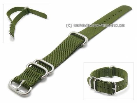 Watch strap 20mm olive-green textile 4 metal loops one-piece strap - Bild vergr��ern 