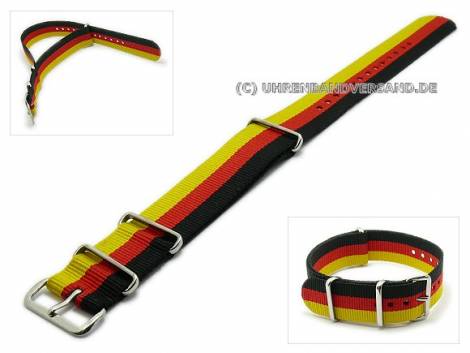 Watch strap 18mm black/red/golden textile NATO one-piece strap - Bild vergr��ern 