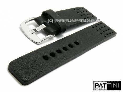 Watch strap 20mm black leather racing optics robust by PATTINI (width of buckle 20 mm) - Bild vergr��ern 