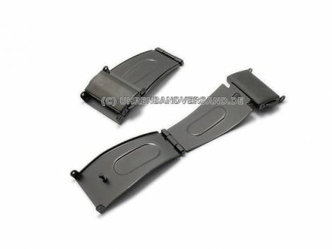 Clasp (PbMFS-5156) 18mm anthracite stainless steel polished 2 push buttons for metal watch straps - Bild vergr��ern 