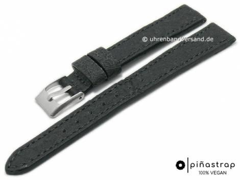 100% vegan: Watch strap 12mm anthracite from pineapple fibers stitched by PINASTRAP (width of buckle 10 mm) - Bild vergrern 