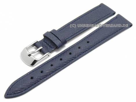 Watch strap 14mm dark blue leather with Saffiano structure (width of buckle 12 mm) - Bild vergr��ern 
